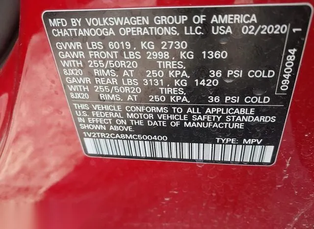 1V2TR2CA8MC500400 2021 2021 Volkswagen Atlas- 3-6L V6 Sel Pr 9