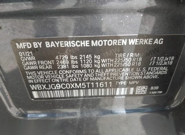 WBXJG9C0XM5T11611 2021 2021 BMW X1- Xdrive28I 9