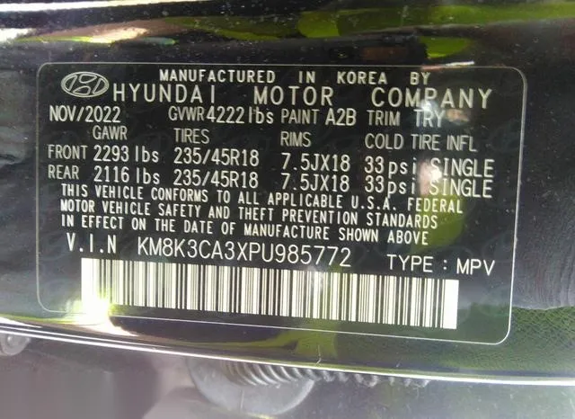 KM8K3CA3XPU985772 2023 2023 Hyundai Kona- N Line 9