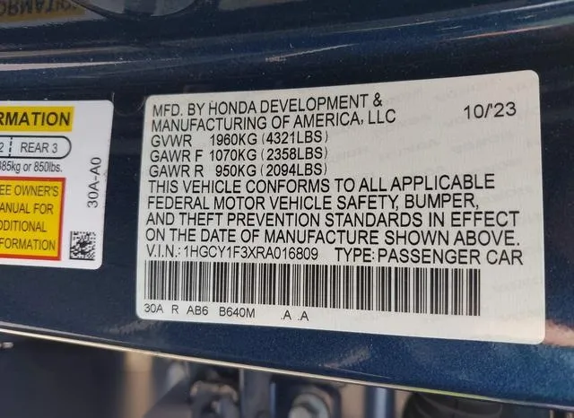 1HGCY1F3XRA016809 2024 2024 Honda Accord- EX 9