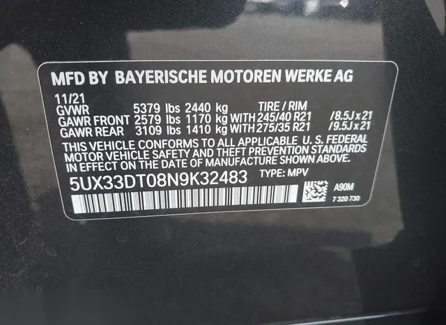 5UX33DT08N9K32483 2022 2022 BMW X4- Xdrive30I 9