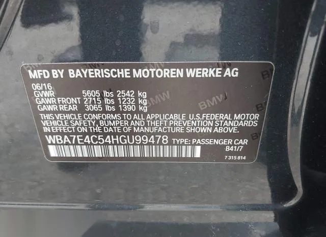 WBA7E4C54HGU99478 2017 2017 BMW 7 Series- 740I Xdrive 9