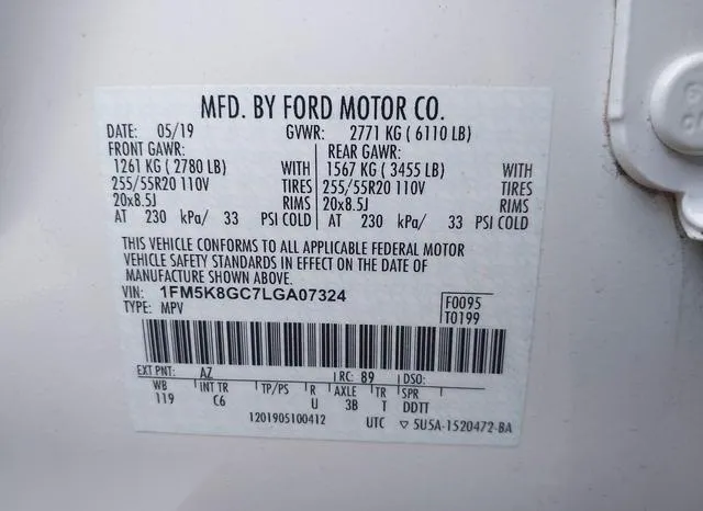 1FM5K8GC7LGA07324 2020 2020 Ford Explorer- ST 9