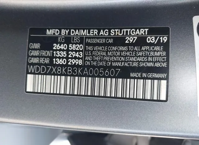 WDD7X8KB3KA005607 2019 2019 Mercedes-Benz Amg Gt 63 4-Door 9