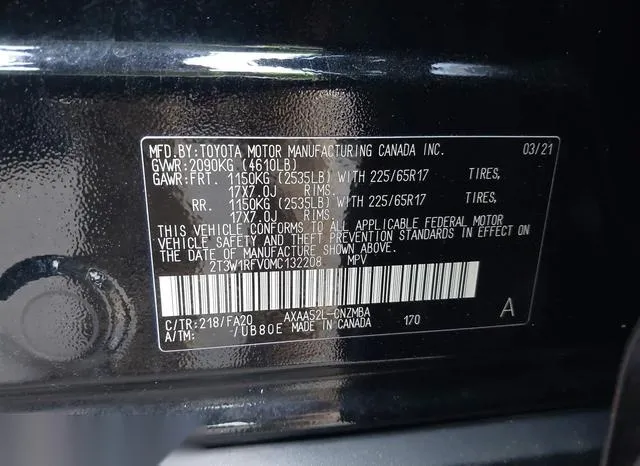 2T3W1RFV0MC132208 2021 2021 Toyota RAV4- Xle 9