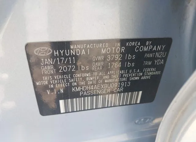 KMHDH4AEXBU091913 2011 2011 Hyundai Elantra- Gls -ulsan Plant- 9