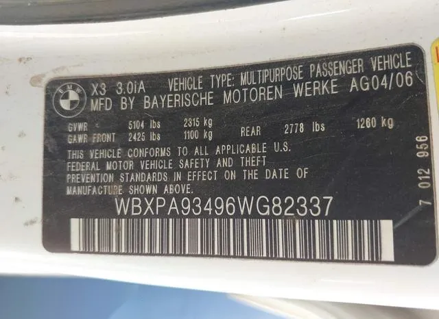 WBXPA93496WG82337 2006 2006 BMW X3- 3-0I 9