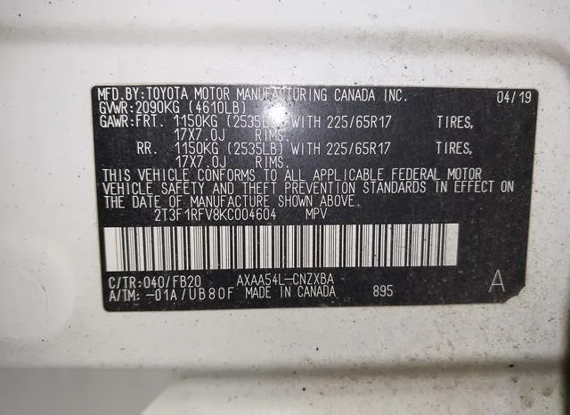 2T3F1RFV8KC004604 2019 2019 Toyota RAV4- LE 9