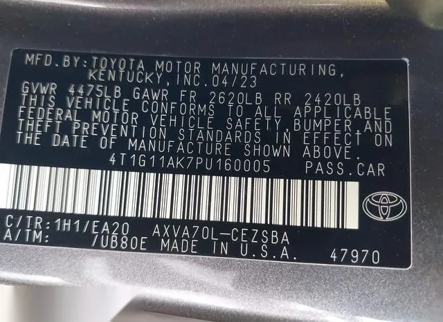 4T1G11AK7PU160005 2023 2023 Toyota Camry- SE 9