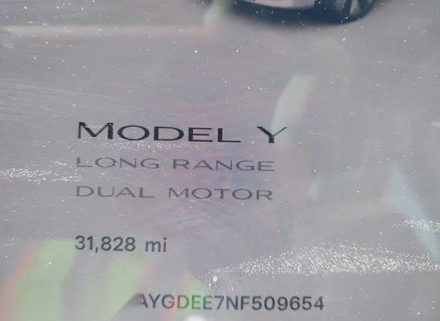 7SAYGDEE7NF509654 2022 2022 Tesla Model Y- Long Range Dual 7