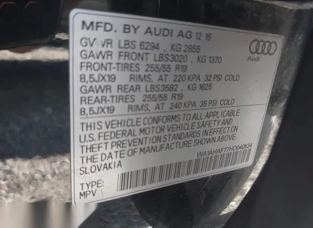 WA1AHAF77HD040534 2017 2017 Audi Q7- 2-0T Premium 9