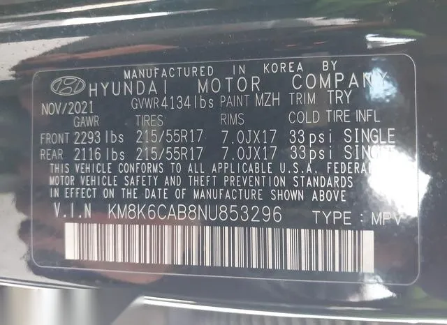 KM8K6CAB8NU853296 2022 2022 Hyundai Kona- Sel 9