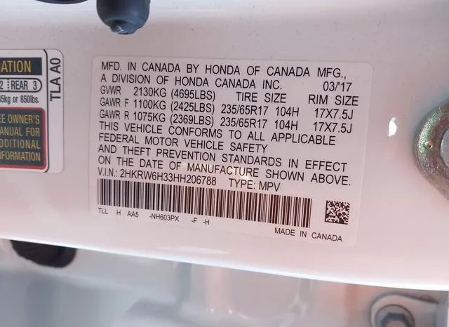 2HKRW6H33HH206788 2017 2017 Honda CR-V- LX 9