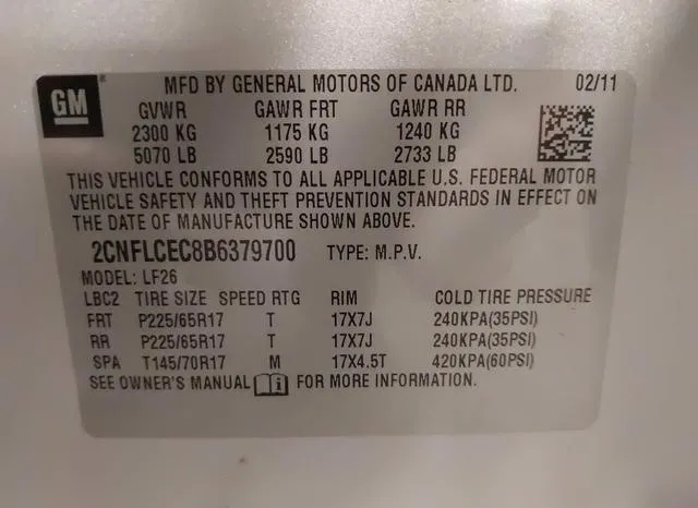 2CNFLCEC8B6379700 2011 2011 Chevrolet Equinox- LS 9