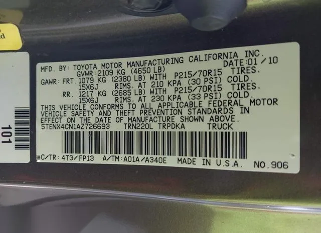 5TENX4CN1AZ726693 2010 2010 Toyota Tacoma 9