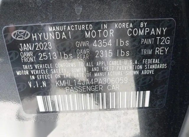 KMHL14JA4PA306059 2023 2023 Hyundai Sonata- Sel 9