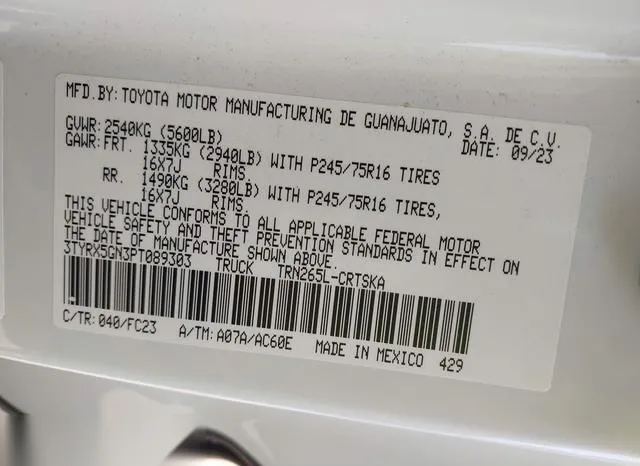 3TYRX5GN3PT089303 2023 2023 Toyota Tacoma- SR5 9