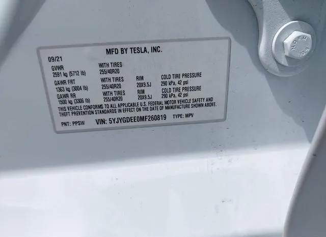 5YJYGDEE0MF260819 2021 2021 Tesla Model Y- Long Range Dual M 9