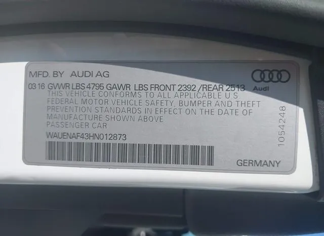 WAUENAF43HN012873 2017 2017 Audi A4- 2-0T Premium 9