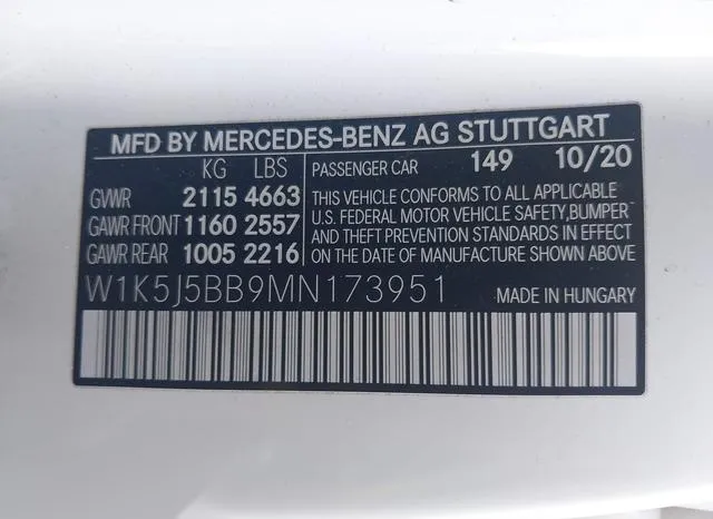 W1K5J5BB9MN173951 2021 2021 Mercedes-Benz Amg Cla 35- 4Matic 9