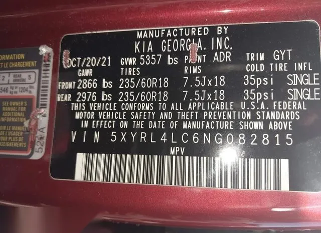 5XYRL4LC6NG082815 2022 2022 KIA Sorento- S 9