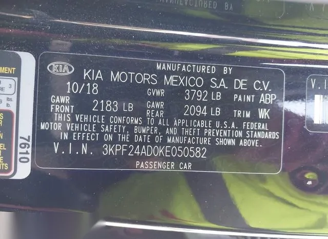 3KPF24AD0KE050582 2019 2019 KIA Forte- Lxs 9