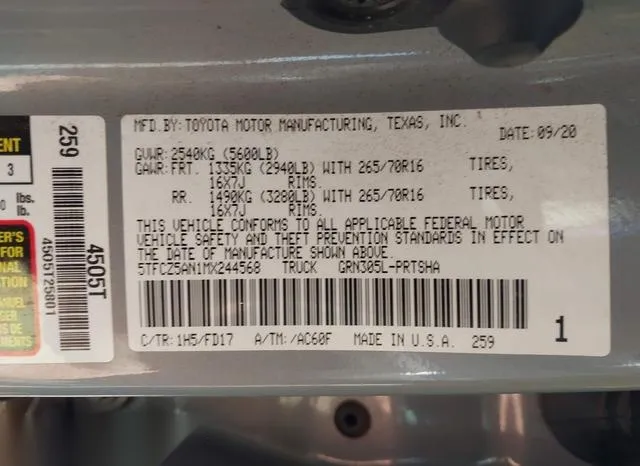 5TFCZ5AN1MX244568 2021 2021 Toyota Tacoma- Trd Off-Road 9