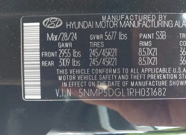 5NMP5DGL1RH031682 2024 2024 Hyundai Santa Fe- Calligraphy 9