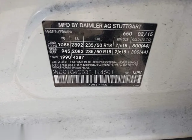 WDCTG4GB3FJ114501 2015 2015 Mercedes-Benz GLA 250- 4Matic 9