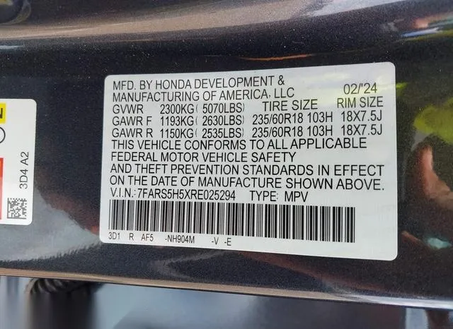 7FARS5H5XRE025294 2024 2024 Honda CR-V- Hybrid Sport 9