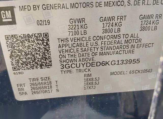 3GCUYDED6KG133955 2019 2019 Chevrolet Silverado 1500- LT 9