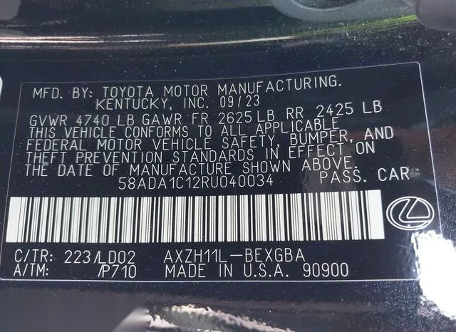 58ADA1C12RU040034 2024 2024 Lexus ES- 300H 9