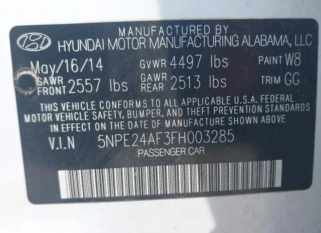 5NPE24AF3FH003285 2015 2015 Hyundai Sonata- SE 9