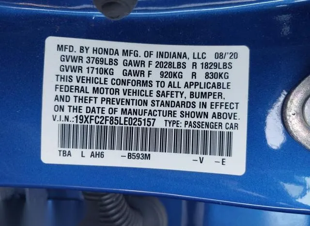 19XFC2F85LE025157 2020 2020 Honda Civic- Sport 9