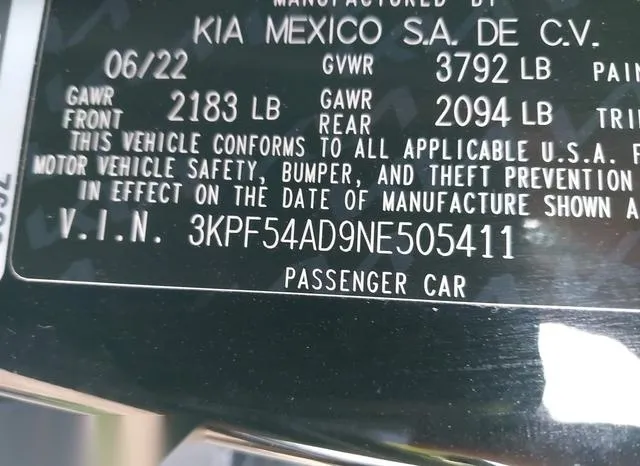 3KPF54AD9NE505411 2022 2022 KIA Forte- Gt-Line 9