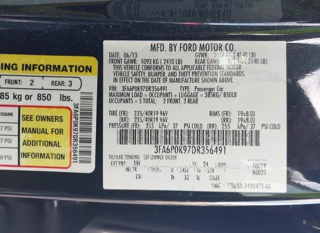 3FA6P0K97DR356491 2013 2013 Ford Fusion- Titanium 9