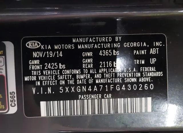 5XXGN4A71FG430260 2015 2015 KIA Optima- EX 9