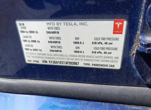 5YJSA1E27JF283957 2018 2018 Tesla Model S- 100D/75D/P100D 9