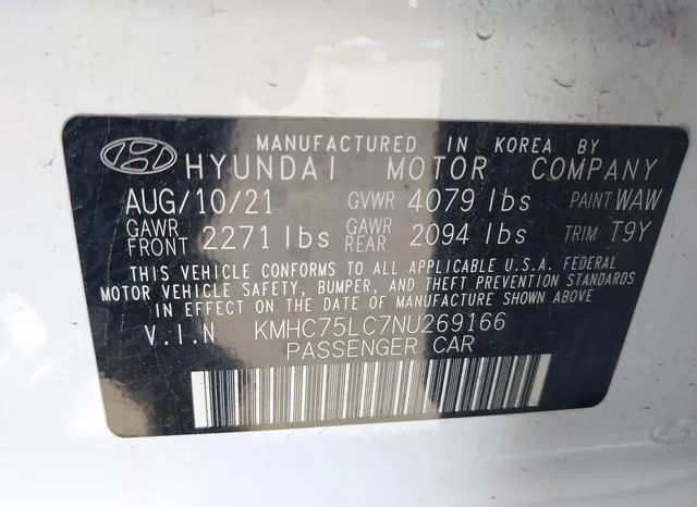 KMHC75LC7NU269166 2022 2022 Hyundai Ioniq- Hybrid SE 9