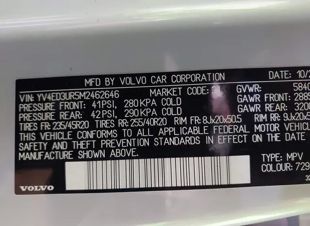 YV4ED3UR5M2462646 2021 2021 Volvo Xc40 Recharge Pure Electri 9