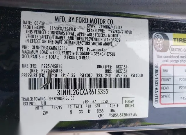 3LNHL2GCXAR615352 2010 2010 Lincoln MKZ 9