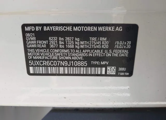 5UXCR6C07N9J10885 2022 2022 BMW X5- Xdrive40I 9