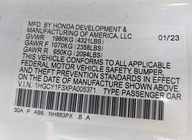 1HGCY1F3XPA005371 2023 2023 Honda Accord- EX 9