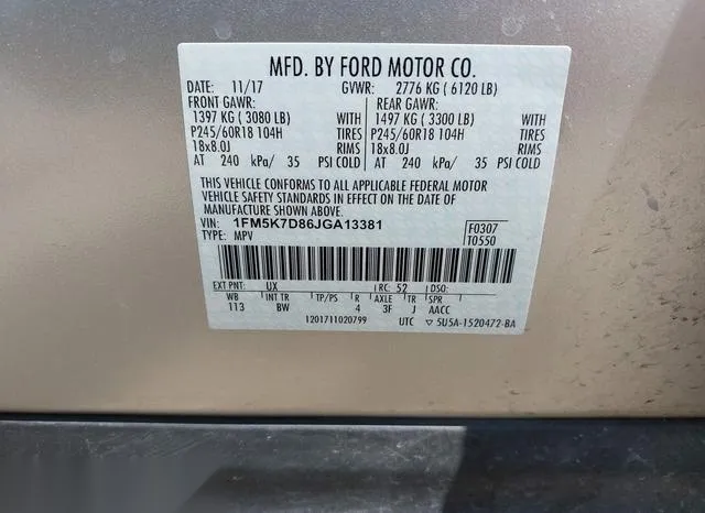 1FM5K7D86JGA13381 2018 2018 Ford Explorer- Xlt 9