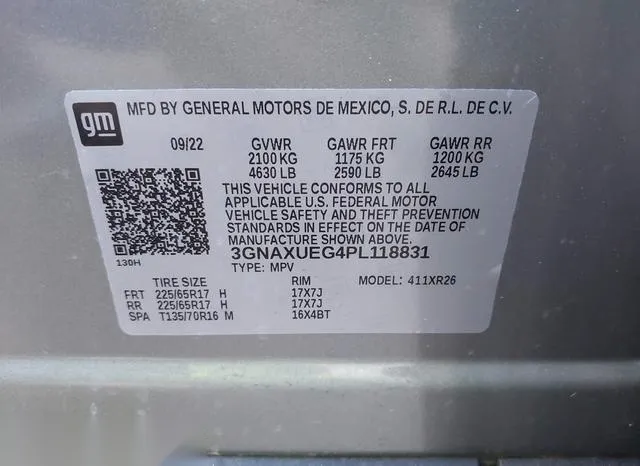 3GNAXUEG4PL118831 2023 2023 Chevrolet Equinox- Awd Lt 9