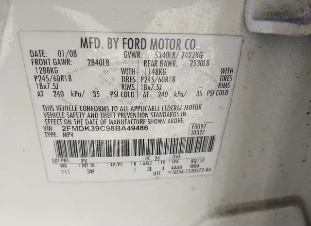 2FMDK39C98BA49486 2008 2008 Ford Edge- Limited 9