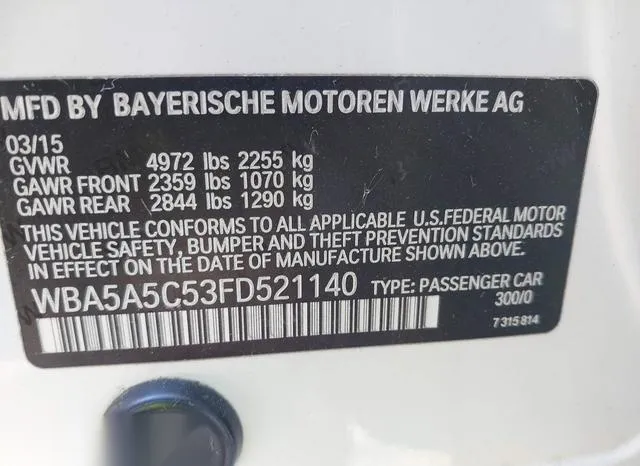 WBA5A5C53FD521140 2015 2015 BMW 5 Series- 528I 9