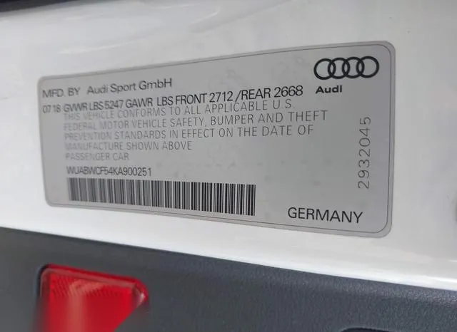 WUABWCF54KA900251 2019 2019 Audi RS5- 2-9T 9