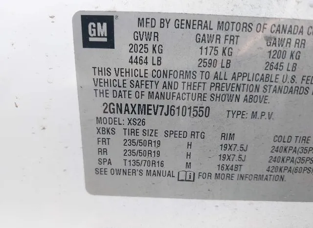 2GNAXMEV7J6101550 2018 2018 Chevrolet Equinox- Premier 9