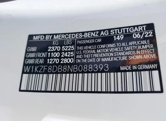 W1KZF8DB8NB088393 2022 2022 Mercedes-Benz E 350 9